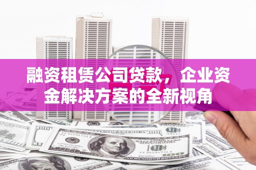 丹凤融资租赁公司贷款，企业资金解决方案的全新视角
