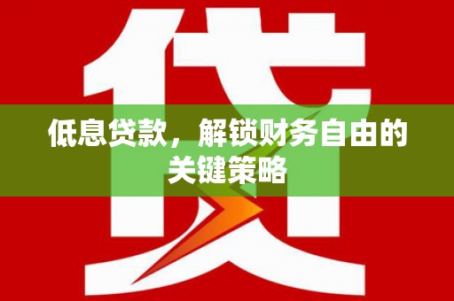 丹凤低息贷款，解锁财务自由的关键策略