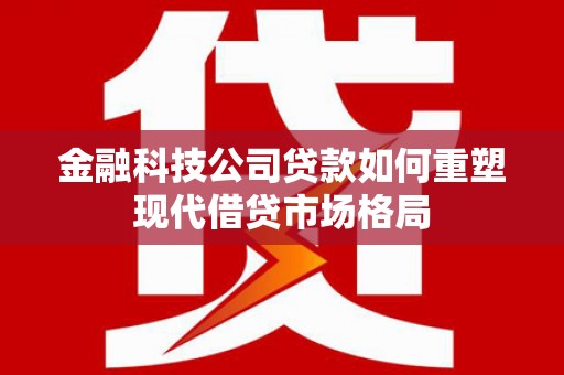 丹凤金融科技公司贷款如何重塑现代借贷市场格局